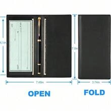 Premium Leather Checkbook Cover For Men And Women Checkbook Holder Wallet RFID Blocking - 黑色 - 查看 4