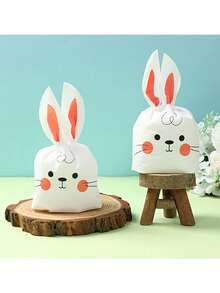 50 pièces Sacs cadeaux à oreilles de lapin - Sacs à bonbons de lapin souriant mignons, convenant pour l'emballage de collations, la décoration de fête de Pâques, les fournitures de fête d'anniversaire, la décoration de baby shower et les cadeaux de célébration des fêtes - Multicolore - Voir 7