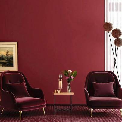 1卷哑光纯色自粘乙烯基壁纸，复古红色装饰壁纸，防水防潮，可移除，适用于厨房橱柜、桌子、家居装饰、浴室、卧室、客厅墙面，即撕即贴