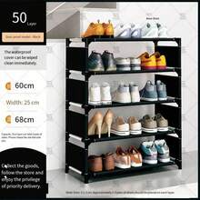 1pc Multi-Tier Metal Storage Rack, Sturdy Construction, Durable, Layered Design For High Capacity Storage, Shelves For Folded Clothes & Bedding, Hanging Rod For Coats & Shirts, Versatile Storage Solution, Flexible Placement To Save Space, High Capacity Wardrobe - Multicolor - View 13