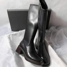 New Autumn/Winter Brown Over-The-Knee Chunky Heel Slim Boots, Classic Black Mid-Calf Riding Boots, Fashion Tall Boots For Women,Party,New Autumn/Winter Brown Over-The-Knee Chunky Heel Slim Boots, Classic Black Mid-Calf Riding Boots, Fashion Tall Boots For Women,Party - màu đen - Xem 9
