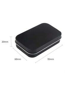 1pc Minimalist Metal Tin Box, Back To School, Pencil Case, Stationery, School Supplies - Black - View 6