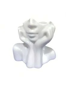 1个独特创意人体造型化妆刷架，可用作干花花瓶或化妆工具收纳架，简约白色雕塑设计，适合家居装饰、梳妆台摆设，兼具装饰性和实用性，可用于化妆间装饰。 - 彩色 - 查看 9