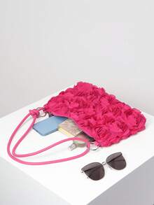 Túi đeo vai họa tiết hoa, Túi dự tiệc cưới, Túi xách nữ, Túi dự tiệc, Phụ kiện cưới, Túi thanh lịch cho nữ, Đồ dùng cưới, Quà tặng cho nữ, Ngày Valentine (Họa tiết ngẫu nhiên) - Màu Hồng Tươi - Xem 1