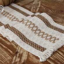 1pc Bohemian Style Tassel Table Runner, Farmhouse Striped Design In Beige, Brown, Green, Made Of Polyester Macrame, Suitable For Dining Room, Bedroom, Living Room Decor, Living Room Striped Tassel Decor - Camel - View 4