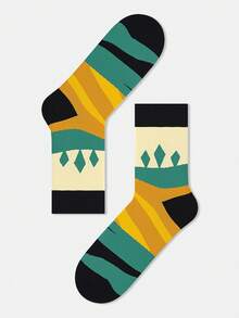 1/5 pares de calcetines unisex con pintura de naturaleza, diseños de hojas de árbol y florales, diseño artístico, algodón peinado, adecuado para viajes, hogar, oficina, vacaciones, regalo - Multicolor - Ver 13