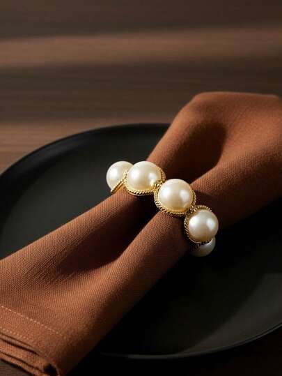 1/2/4件套 - 珍珠串珠餐巾环花环，乡村风装饰，祈祷主题墙饰餐巾环，婚礼家居装饰，木质餐巾环，餐桌装饰，复活节乡村风餐巾环，波西米亚风餐桌装饰，春季宴会，婚礼，节日晚宴