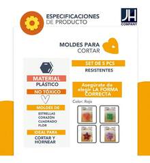 TendenciaSet 5 Cortadores Galletas Decoracion Reposteria Molde Yp-880 Color Estrella / RojoCalidad premium - Estrella / Rojo - Ver 6