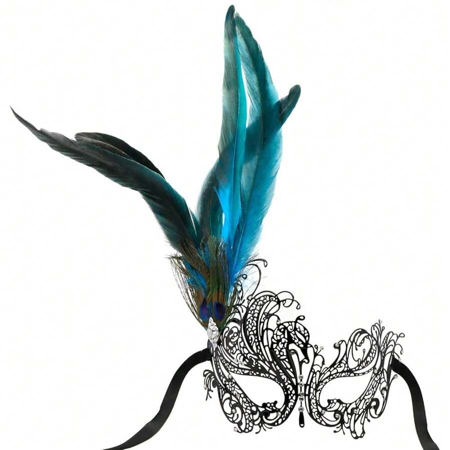 Coddsmz Women Feather Masquerade Mask Venetian Party Mask Mardi Gras Masks Princess Fancy Dress Mask Halloween Costume Mask - 多彩4 - 查看 1