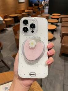 Pink Strawberry Heart Magnetic Phone Holder, Stable Grip Phone Stand, Multi-Function Foldable Air Cushion Phone Bracket - Multicolor - View 9