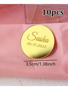 1/10/20 pièces Étiquettes rondes personnalisées en miroir, 3,5 cm, Or/Or rose/Argent. Étiquette de baptême, Étiquette miroir pour chocolat, Nom de bébé, Cartes de placement de mariage personnalisées, Étiquettes en miroir acrylique gravées de noms pour table, Pour anniversaires, Pour anniversaires, Mariages, Pour pendaison de crémaillère - Multicolore (3,5*3,5 cm rond) - Voir 14