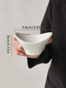 4pcs Pure White Ceramic Appetizer Plates, Dipping Bowls, Snack Serving Trays, Side Dish Plates For Guests, Suitable For Patio, Ramadan, Kitchen, Tableware, Bowls