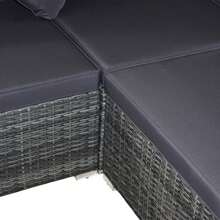 Outsunny 7-Piece Patio Furniture Set, Outdoor Wicker Conversation Set, All Weather PE Rattan Sectional Sofa Set With Cushions And Tempered Glass Top Coffee Table, Pillows, Gray - 灰色 - 查看 9