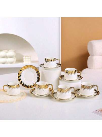 90ml/3.16oz Coffee Cup & Saucer Set, Suitable For Drinking Espresso Or Turkish Coffee