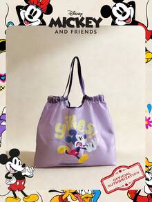 Disney 1pc Official Authorized Mickey Mouse Pattern Shopping Bag, Large Capacity Foldable Tote Bag, Drawstring Shoulder Bag, Lightweight Handbag, Suitable For Women/Girls Shopping, Daily Use, Fashion Accessory - Multicolor - View 14