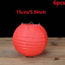 6pcs Red Folding Paper Lanterns, Multifunctional Hanging Decorations Suitable For Chinese New Year, Birthday, Wedding Party - Red - View 14