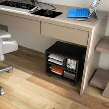 HOMCOM Mueble de Impresora con Ruedas Soporte de Impresora con Compartimentos Abiertos para Oficina Estudio 40x30x36 cm - Negro - Ver 8