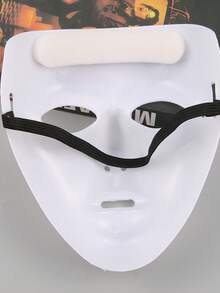 嘻哈V字形骷髅面具舞者白色嘻哈幽灵行走全脸派对化妆服装舞会面具男女通用，圣诞节和新年装饰