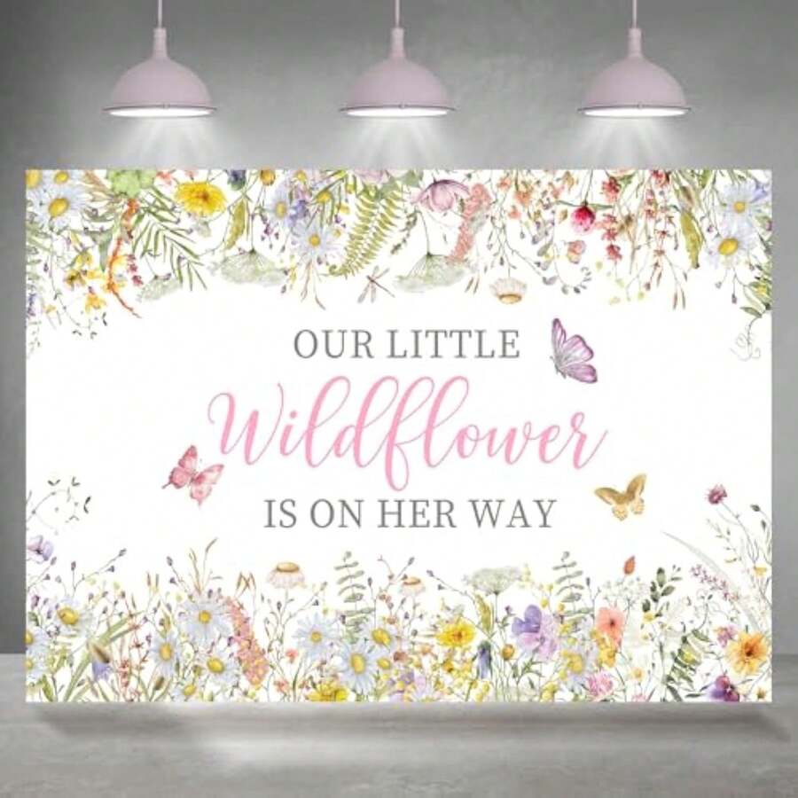 Baby In Bloom Tapestry, Spring Wildflower Baby Shower Backdrop, Perfect For Home Or Outdoor Spaces, Easy To Hang & Maintain, Indoor/Outdoor Party & Room Decoration, Hanging For Bedroom, Living Room, Dorm Decor - màu3 - Xem 1