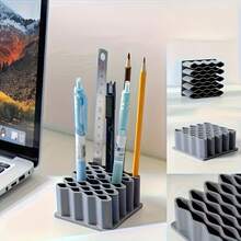 A Extra-Large Size Multi-Functional Storage Rack That Can Hold 32 Items/ Medicine Cream Storage Shelf/ Pen Holder/ Desk Storage/ Medicine Cream Storage/ Wave-Shaped Storage Rack/ Divided Vertical Storage Rack/ Home Necessities-Christmas Gift - Multicolor - View 4