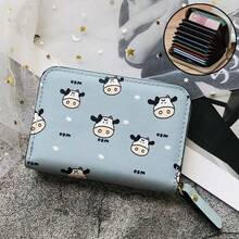 1pc New Cow Pattern Card Holder, Women's Delicate High-End Compact Large Capacity Multi-Card Slots Cute Card Case Wallet - Multicolor - View 10
