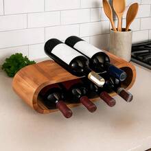 Free Standing Wood Wine Rack Storage,8 Wine Bottle Holder Stand,Countertop - Brown - View 3