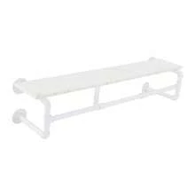 White Wall Mounted Coat Rack With Shelf, Industrial Pipe Style, Holds 66lbs - Default - View 9