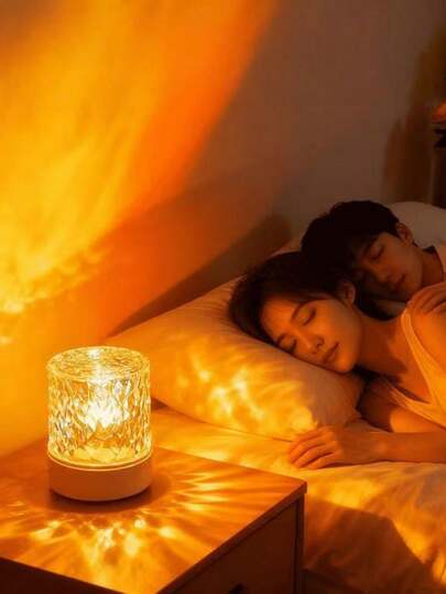 1pc LED Wave Ripple Crystal Projection Light - USB Atmosphere Lamp, With Touch/Remote Control, 16 Colors, RGB Ambiance Projector, Bedside Lamp For Bedroom, Party, Home Decor, Stage And More, Best Gift For Holidays