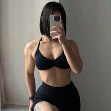 Popular Camisole Bra, Women's Backless Spaghetti Strap Sports Bra, Light Support, Cropped Workout Top, Seamless Pleated Yoga Bra Pad - Burgundy - Xem 4