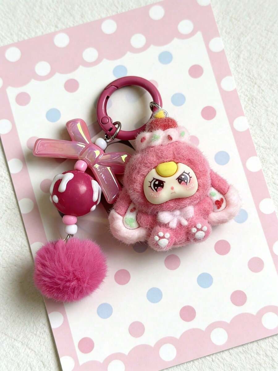 New Cute Big Ear Heart Shaped Keychain, Fashion Cartoon Accessory Bag Charm Key Chain (The Dotted Decoration Color On The Pendant May Vary In Each Batch, Which Is Normal And Not A Defect) - Multicolor - View 1