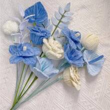 Blue & White Yarn Flower Craft Set, Upgraded DIY Handmade Kit, Suitable For Mother's Day, Graduation, Valentine's Day And Holiday Gifts, Yarn Craft Set, Blue & White Yarn Flower Set - Blue and White - View 3