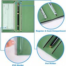 Premium Leather Checkbook Cover For Men And Women Checkbook Holder Wallet RFID Blocking - 綠色森林之花 - 查看 3