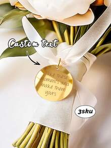 1pc Customizable Handwritten Wedding Bouquet Pendant, Personalized Text, Bride's Commemorative Gift, Customized Handwritten Circular Planner Pendant, Signature Pendant Gift - Multicolor - View 7