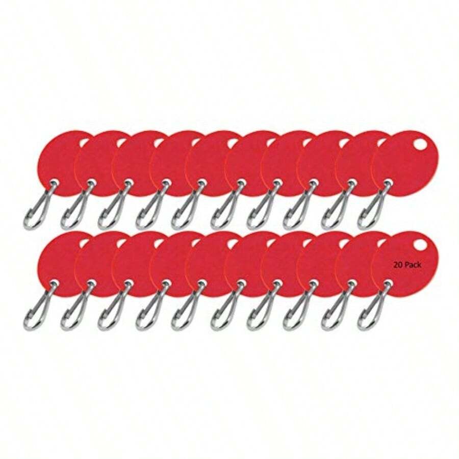 Oval Key Tag With Hook In Red 20 Pack For Secure Access Durable Plastic Construction Vibrant Color Reliable Holding Power - Red - View 1