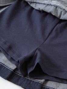 mini bala Girls Denim Pleated Skirt Soft Breathable Preppy Style Spring New