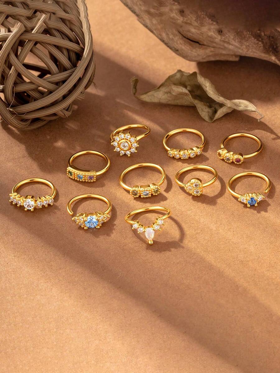 Toppiercing 1pc Minimalist Versatile Micro-Inlaid Zirconia Heart & Flower Nose Ring, Popular Nose Piercing Accessory - Multicolor - View 1