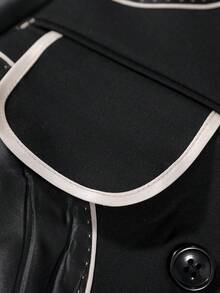 2pcs New Men's Suit Set, Notched Lapel Double-Breasted Design, Elegant & Comfortable Men's Blazer + Pants - Black - View 8