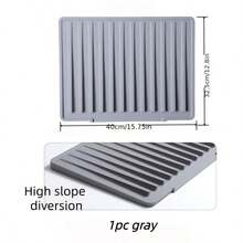 1 件装 - 大号硅胶沥水垫,15.75x11.81 英寸,内置沥水设计,可作碗碟架节省空间,易于清洁,黑灰色,适用于冰箱、炉灶、水槽(现代厨房),简约设计,防滑表面,保护台面,居家烹饪必备 - 彩色 - 查看 20