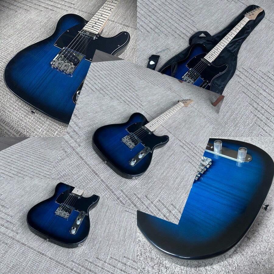 Trans Blue Tele Style Electric Guitar With Maple Neck And Accessories Full-Size - như hình ảnh - Xem 1