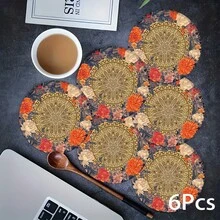 2 pezzi/4 pezzi/6 pezzi Sottobicchieri in stile bohémien vintage in silicone, regalo per le vacanze, decorazione per le vacanze, adatti per tavolo da pranzo, bar per il caffè, decorazione per tutte le stagioni, sottopiatti lavabili, decorazione per la stanza, sottobicchieri, tappetini per bevande, tappetini di drenaggio, tappetini per tavolo da cucina e da pranzo, decorazione per feste interne ed esterne, decorazione per la casa, regalo ideale - Multicolore - Visualizzare 9