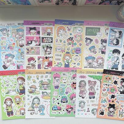 Cute Cartoon Girl Stickers, Adorable Decorative Stickers For Scrapbooking, Planners, Water Bottles - Suitable For Scrapbooking, Planners, Decorative Stickers, Cute Designs, Colorful Patterns, Scrapbooking Supplies, Permanent Adhesive, Handmade Crafts