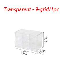1 pieza/Set Caja de almacenamiento y exhibición de estilo cajón de plástico multifunción, caja de almacenamiento de escritorio para cosméticos y maquillaje, caja de almacenamiento de escritorio transparente, cajón de almacenamiento de escritorio de oficina y estudio de plástico, 4 rejillas/6 rejillas/9 rejillas/12 rejillas (Blanco, Transparente) - Multicolor - Ver 14