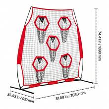 6 X 6 Ft Football Trainer Throwing Net, Training Throwing Target Practice Net With 5 Target Pockets, Knotless Net Includes Straps And Portable Carry Case, Improve QB Throwing Accuracy, Red - 6*6 Ft 5-hole Red - View 10