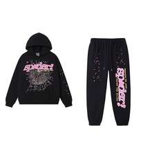 Sudadera con capucha SP5DER con patrón de telaraña de araña, chándal unisex con estampado gráfico para hombres y mujeres, sudadera con capucha a juego para parejas - Negro/conjunto - Ver 7
