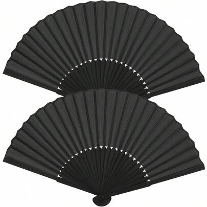 1pc Foldable Hand Fan, Black, Battery-Free, Portable Hand-Held Fan Suitable For Summer Activities, Dancing, Weddings, And Home Decor, Women's Day, Travel Essentials, Wedding Favors, Y2k, Bedroom, Car Accessories Women, Kitchen Decor,Cute Stuff