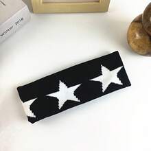 1pcs Star-Inspired Five-Pointed Star And Moon Headband, Casual Outdoor Yoga Sweat-Absorbent Wide-Band Elastic Band Chic Minimalist Hair Tie - 白星 - 查看 2