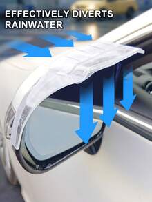 2件装汽车后视镜雨罩，通用型侧视镜雨挡，带通风口设计，防雨防雪遮阳罩，通用型汽车后视镜雨眉罩，适用于汽车后视镜 - A - 查看 2