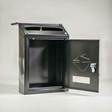 Buzon Correo para Exterior con Tapa Antilluvia, Buzon Cartas Metálico para Anclaje en Pared Fachada, Medidas 300x217x70 mm, Buzon Individual con Cerradura de Llave para Cartes y Sobres, Color Negro, Blanco, Gris - Negro - Ver 5