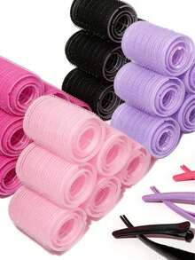 30pcs/Pack Self-Adhesive No-Heat Hair Curlers, DIY Hairstyling Accessories, Women Hair Styling Tools, Root Volumizing Curls, Bangs Curler, Hook-And-Loop Heatless Curls ,Hair Tool - Multicolor - View 3
