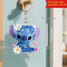 2D 图形设计，史迪奇字母钥匙扣，26 个“A-Z”花卉卡通图案，亚克力吊坠带链，适用于包包钥匙和车钥匙，旅行配件礼品，可爱花卉钥匙扣设计，光滑表面，钥匙扣，装饰钥匙扣，卡通钥匙扣，圣诞礼物，粉丝礼物，2D 图形礼品（如果产品不透明，请撕掉印刷背面的保护膜）。 - 彩色 - 查看 34